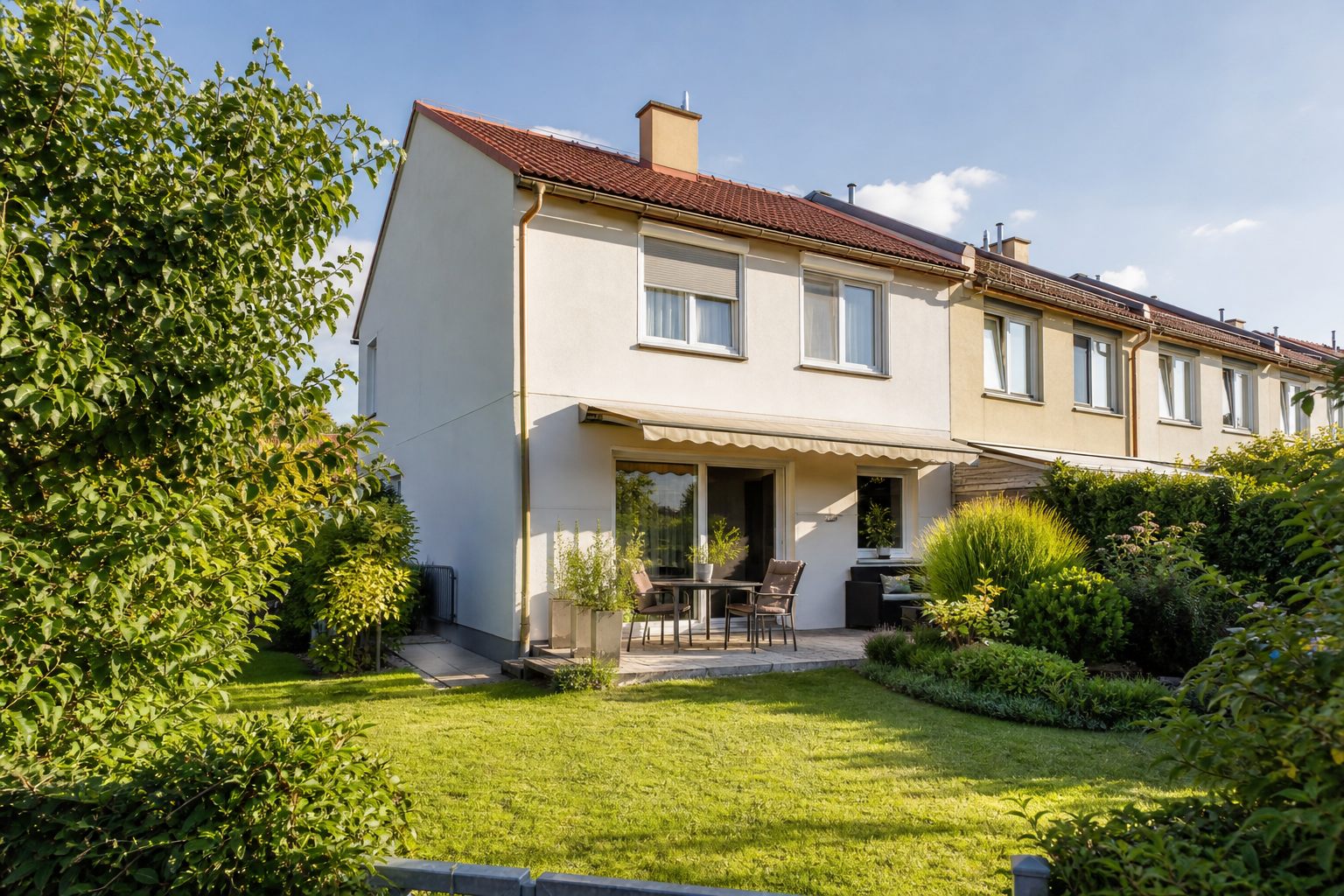 Eckreihenhaus mit Garten und Terrasse in Deutschland